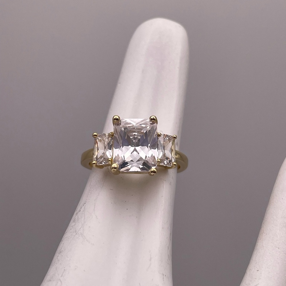Charter Club Gold Plate Triple-Crystal Ring NWOT